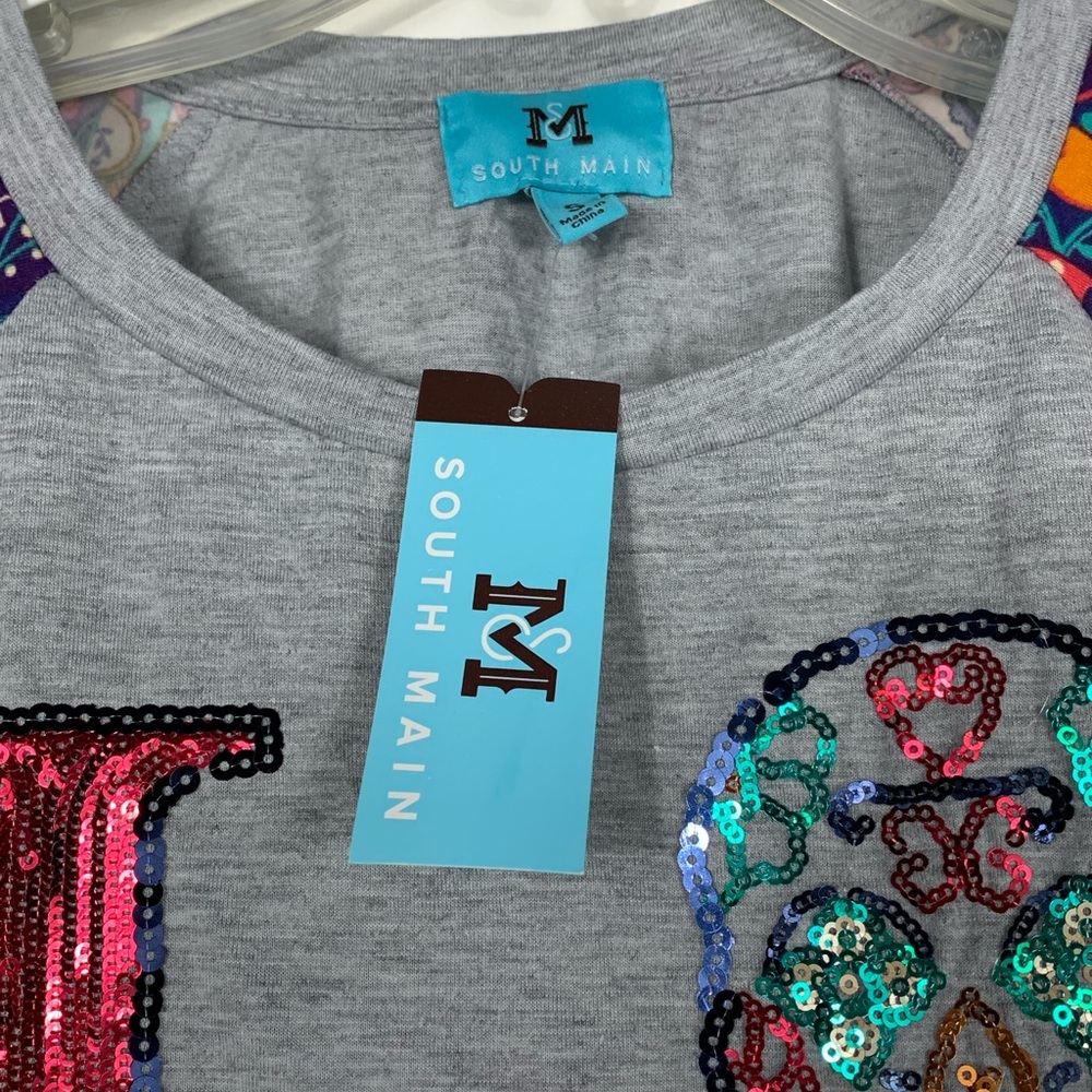 South Main Sugar Skull ‘Love’ Baseball tee - Small - Picture 6 of 9